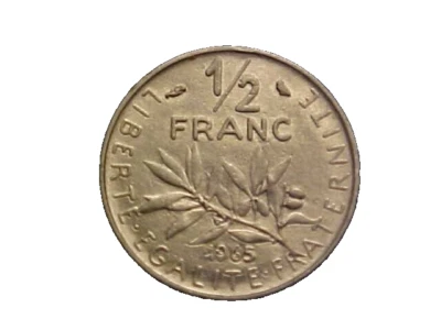 1965 França 1/2 Franco KM# 931.1 - Moeda de colecionador Circ muito boa! -c4592xux - Imagem 1 de 2