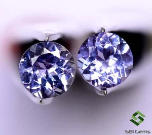0.74 Cts Certified Natural Tanzanite Round Cut Pair 4.50 mm Lustrous Gemstones - Picture 1 of 6