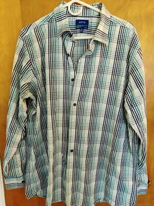 APT.9 Dress Shirt PREMIER FLEX SLIM FIT STRETCH Blue Tones 17-17.5 34/35 Men's  - Picture 1 of 6