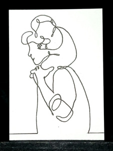 Original ACEO One Line On My Shoulders Medium Marker on Paper Signed By Artist