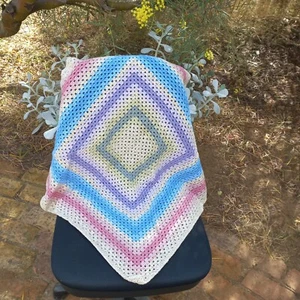 😇 Baby New Crochet Handmade Blanket Throw rug 75*75 cm Cot Car Warm Wool Granny - Picture 1 of 7