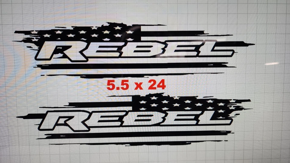Rebel Truck American Flag Bed logos Decal Compatible with Dodge Ram Rebel - Image 1 of 1
