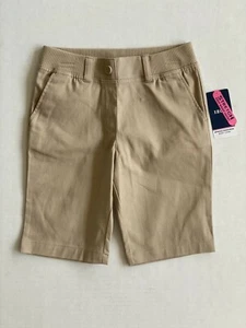***BNWT*** IZOD Approved Schoolwear Khaki Bermuda Shorts Girls Size 8 Regular - Picture 1 of 4