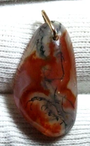 Vintage Natural red transparent with inclusions stone gold pendant to identify - Picture 1 of 6