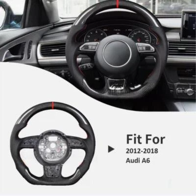 Volante deportivo de fibra de carbono real para Audi A6 A7 S6 S8 RS6 RS7 2012-2019 Foto 1 de 4