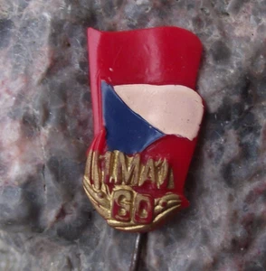 1960 Czechoslovakia May Day Celebration Czech Soviet Flags Pin Badge - Picture 1 of 2