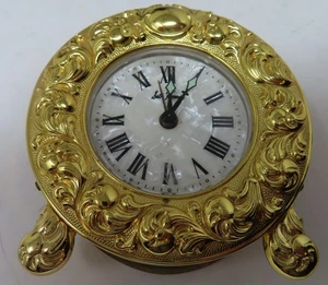 Vintage Wind-up Alarm Clock Seth Thomas Germany Romance Repoussé Gold Tone - Picture 1 of 4