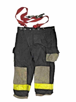 Pantalones de bombero Cairns 46x28 negros con cinta amarilla y tirantes P1471 Foto 1 de 4