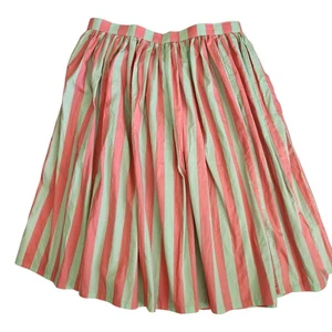 1950s Vintage Style Coral Mint Green vertical striped Full skirt Pockets XL 32" - Picture 1 of 5