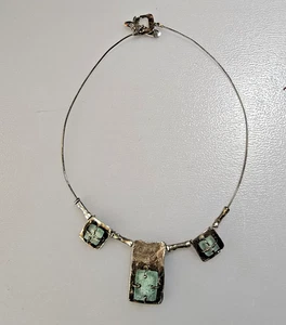 COLLANA LULI HAMMERZSTEIN ISRAEL STERLING CON VETRO ROMANO BLU 12 POLLICI, GIROCOLLO - Foto 1 di 15