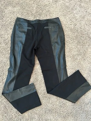 Revue женщин размер 12 черный мотоциклиста Moto искусственной кожи брюки полиэстер вставить карманы - Изображение 1 из 4