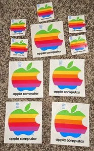 Vintage 80er 90er APPLE COMPUTER RAINBOW Logo Aufkleber Original 9 Decals - Bild 1 von 6