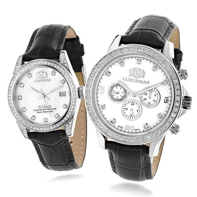 Reloj Diamante Acero Inoxidable Hombre y Mujer | Luxurman 44 mm | Esfera Blanca Foto 1 de 4