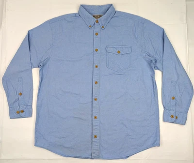 Duluth Trading Mountain Oxford Flannel Shirt Men's XL Tall Sky Blue Plaid Cotton - Image 1 of 4