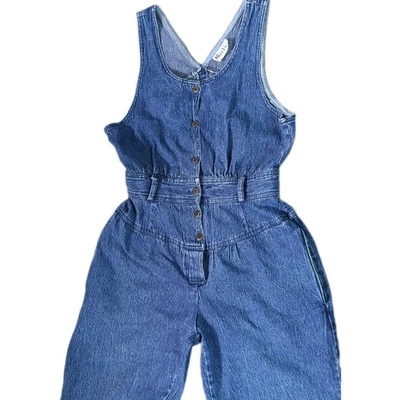Vintage Mizz Lizz Y2K Denim Jumpsuit Blue Acid Wash Pockets Button Front Size S - Image 1 of 4
