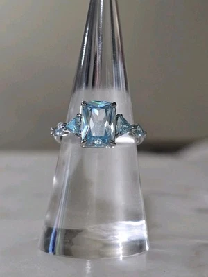Bomb Party Ring - Size 7 - “Sweet Grace” RBP7580 Aquamarine on Rhodium Plating - Image 1 of 4