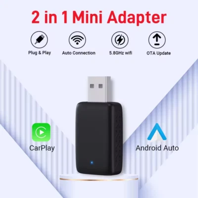 ADATTATORE WIRELESS USB APPLE CAR PLAY ANDROID AUTO UNIVERSALE ITALIA - Immagine 1 di 4