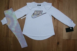 Nike Girl Sweatshirt and Leggings Set ~ White & Pastels ~ - Picture 1 of 4