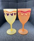 2 Walt Disney Home Mickey Mouse Plastic Wine / Water Glass Goblets Vintage 1990s