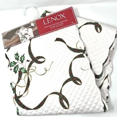 LENOX CHRISTMAS NOUVEAU QUILTED REVERSIBLE PLAID TABLE RUNNER 14X90 NEW - Image 1 of 4