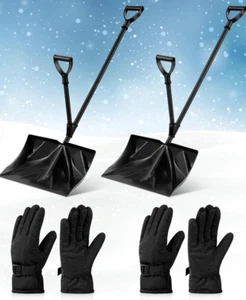 Schneeschaufel 2 Doppelgriff 53" Schaft 2 Paar Handschuhe 2 Stück - Bild 1 von 6