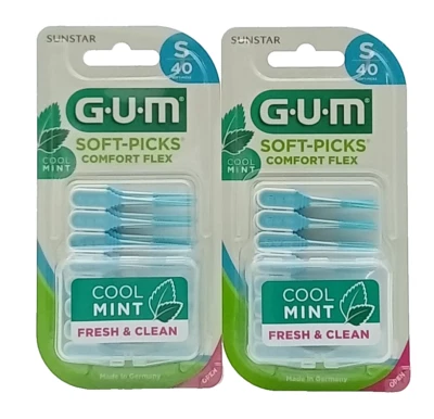 2x GUM SOFT-PICKS Comfort Flex Small 2x 40 Stück mit Reiseetui