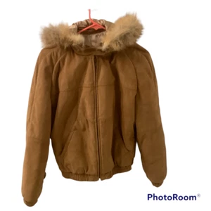 Vintage Scully Jacke Gr. 12 Damen Ultrasuede mit abnehmbarer Kapuze mit Fellbesatz - Bild 1 von 6