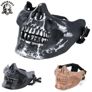 Silver Skull Mask Half Face Skeleton Protection Guard Mask Tactical Airsoft CS - Picture 1 of 12