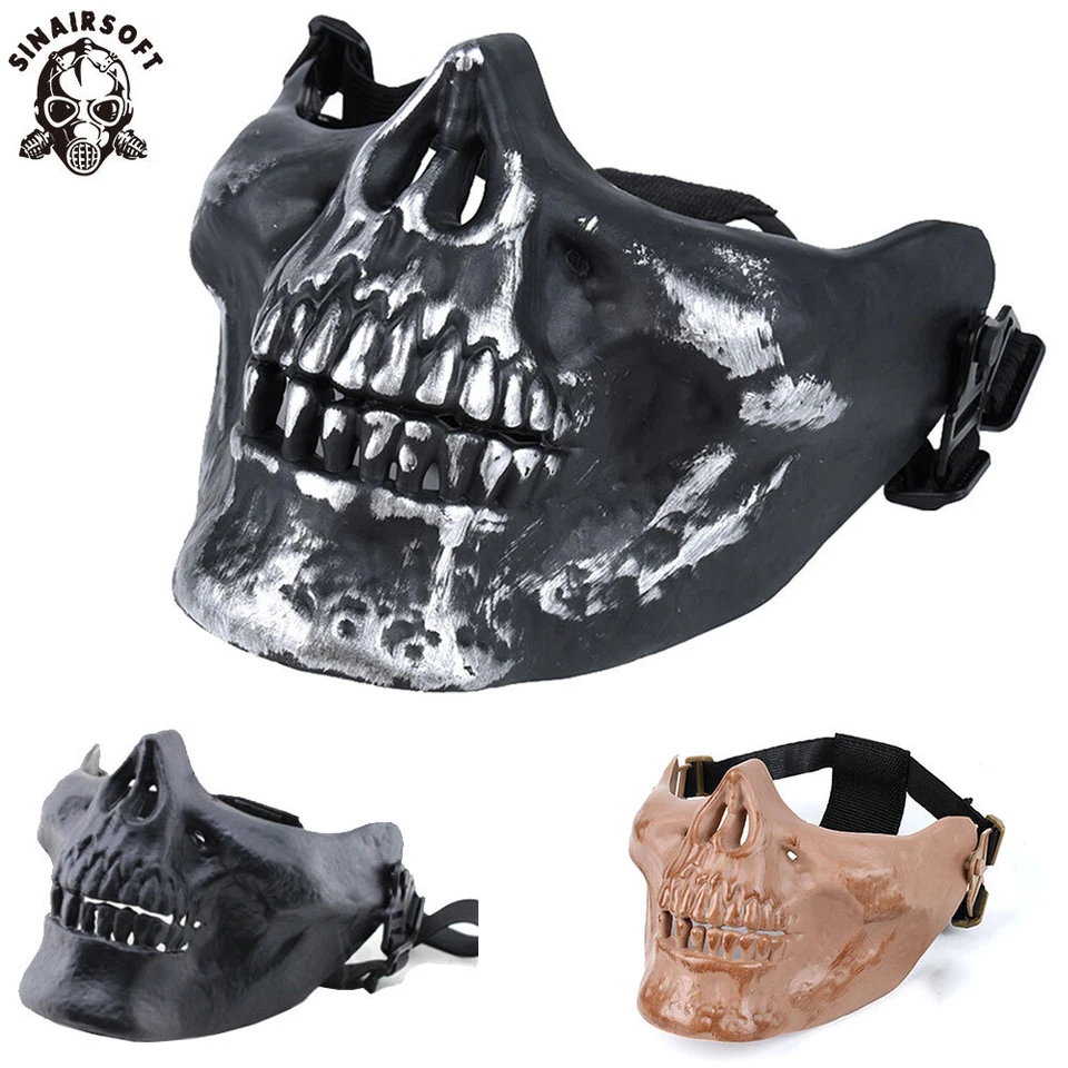 Silver Skull Mask Half Face Skeleton Protection Guard Mask Tactical Airsoft CS - Image 1 of 4