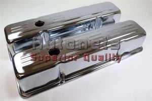Chrome Steel CID Valve Covers 283-350 SBC Small Block Chevy Short Stamped 350 - Picture 1 of 1