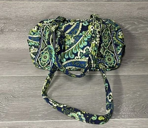 VERA BRADLEY PURSE SHOULDER BAG BLUE GREEN WHITE FLOWERS 10X6” - Picture 1 of 8