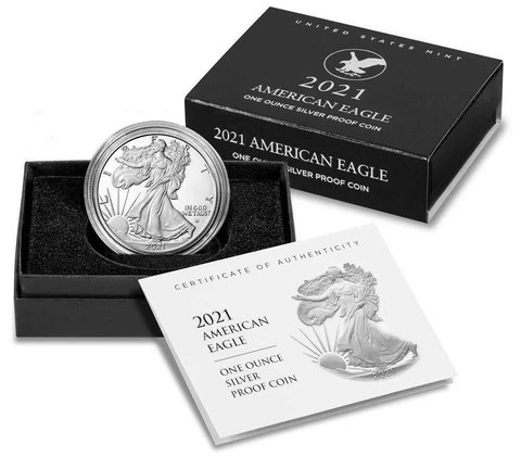 NEW American Eagle 2021 S One Ounce Silver Proof Coin SAN FRANCISCO 21EMN Cover