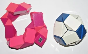Vintage 80's TOMY SNAKE Brain-Teaser Blue/Wht  + Pink 3D  Shape (Lot of 2) - Picture 1 of 1