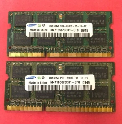 🔵Samsung 4GB (2 X 2GB) 2Rx8 PC3-8500S Laptop Memory RAM M471B5673EH1-CF8 - Image 1 of 2