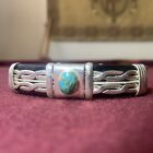 Vintage Handmade Navajo Bracelet With Gemstone Centered