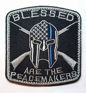 Blessed Are The Peacemakers Blue Line Police Patch - FREE Tracked US Shipping ! - Picture 1 of 1