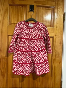 Hanna Andersson Red and White Cotton Long Sleeve Dress Size 4 - Picture 1 of 4