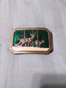 VTG The Great American Belt Buckle Co. 1976 520 BRASS Deer Buck Doe Whitetail - Picture 1 of 3