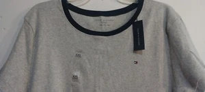 NWT TOMMY HILFIGER Size (XXL) UNISEX GREY T-SHIRT with Navy Blue Crew Neck.    - Picture 1 of 11