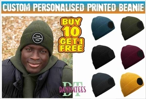 Custom Personalised Printed Circular Fashion Black Patch Hat Name Logo Winter - Picture 1 of 14