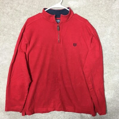 Chaps Mens Shirt Size XL Red 1/4 Zip Mock Neck Casual Embroidered Logo Jersey - Image 1 of 4