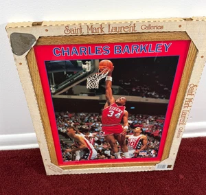 Vintage Charles Barkley Poster 16x20 76ers Sixers Starline Wood Framed NBA 80s - Picture 1 of 17