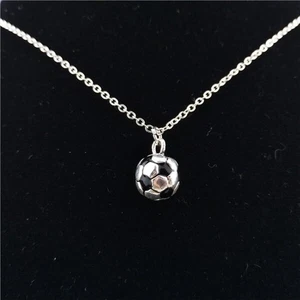 NECKLACE FOOTBALL silver plated chain CHARM PENDANT JEWELLERY BOYS MENS - Picture 1 of 9