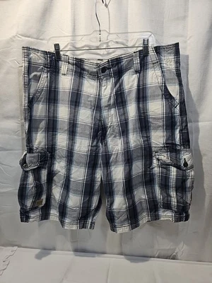 Pantalones cortos rectos vintage Levi's años 90 cargo azul a cuadros lengüeta blanca para hombre 40 Foto 1 de 4