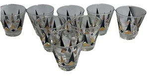 Anchor Hocking Golden Peaks 4 Unzen Glas Schwarz Gold Atompfeil 8er Set - Bild 1 von 5