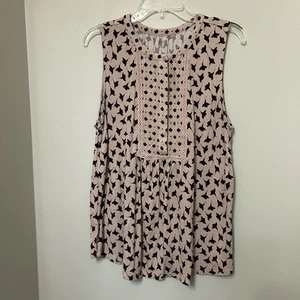 Blusa Top Loft Outlet Rosa Sin Mangas Floral Informal Carrera Grande Usada en Excelente Condición - Imagen 1 de 7
