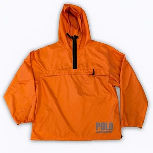 Polo Ralph Lauren Windbreaker Nylon Jacket Packable Hooded Mens Large L Orange - Picture 1 of 17