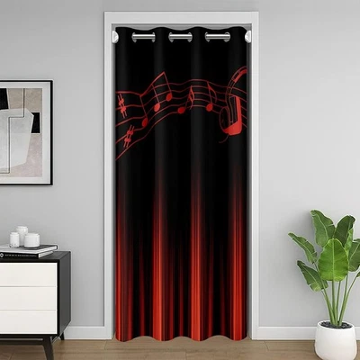 Cortina de Puerta Abstracta Ombre Privacidad 1 Panel, 42"x80" Rojo y Negro Musical... Foto 1 de 4
