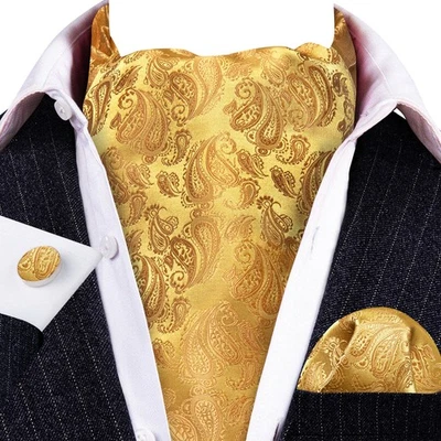 Juego de 3 gemelos cuadrados de bolsillo Ascot dorados para hombres para boda ropa formal regalos Foto 1 de 2