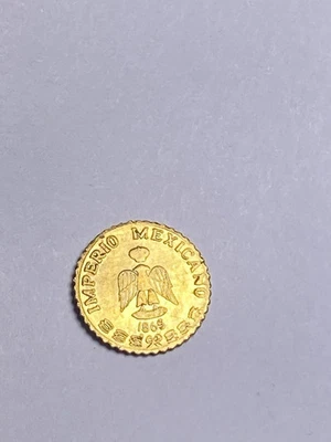 1864 Peso Mexico Mexican Maximiliano Emperador Gold Coin 0.41 Grams ULTRA RARE - Image 1 of 3